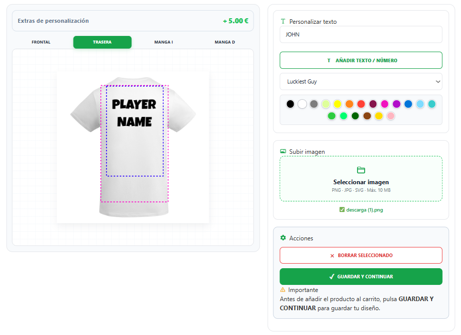 Front and back T-shirt customization using LiveProduct Customizer for WooCommerce